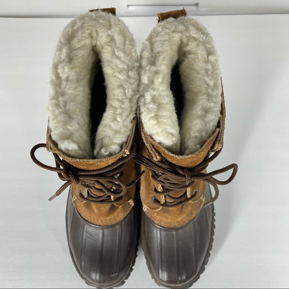 Vintage Eddie Bauer Fiberglass Shank Wool Lined Duck Boots Tan Mens 8 Womens 8.5 - Picture 4 of 14